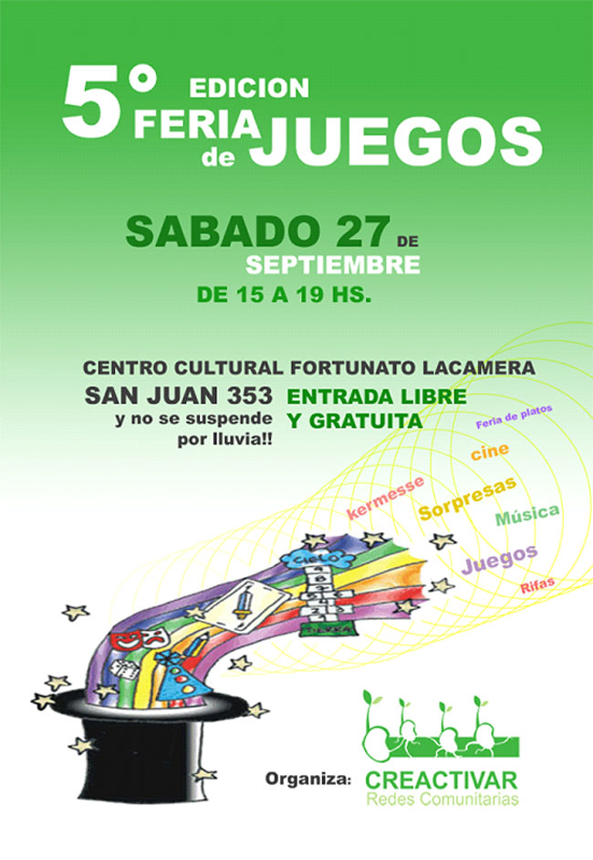 Feria de Juegos. Creactivar Redes Comunicarias. Centro Cultural Fortunato Lacamera